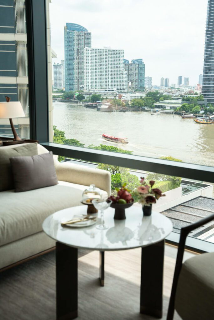 room details and river view at Capella Bangkok