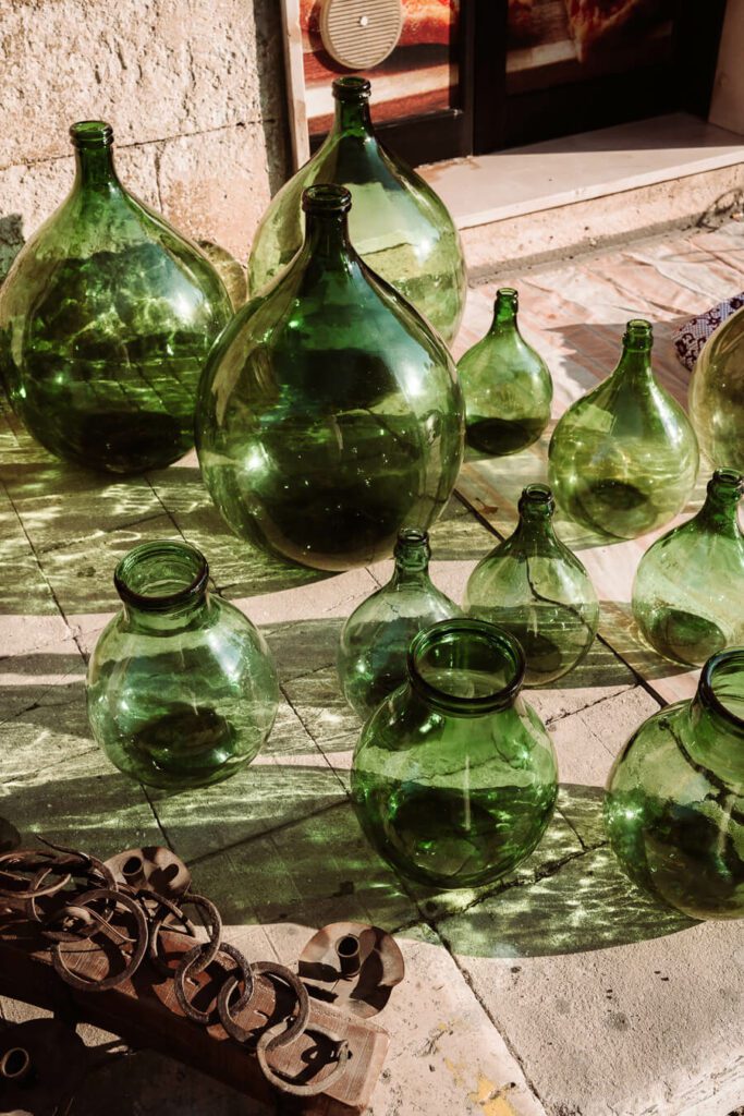 Ornamental glass in Ostuni antiques market Puglia