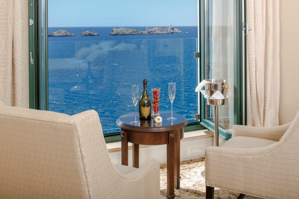 champagne and seaviews at Royal Princess Hotel Dubrovnik