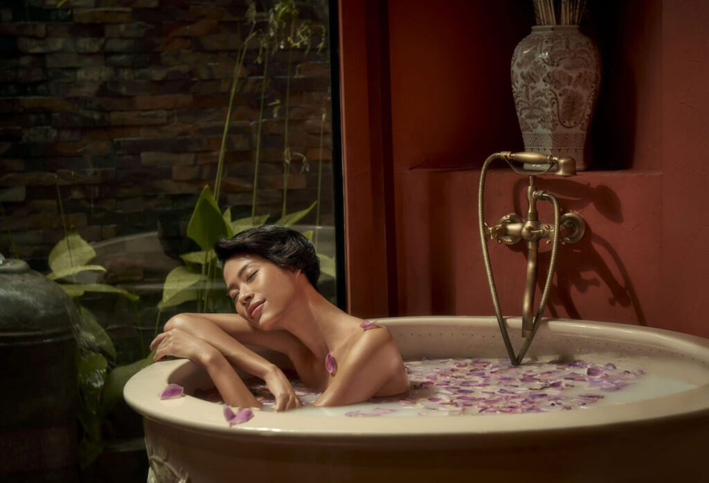 woman relaxing in a spa bath