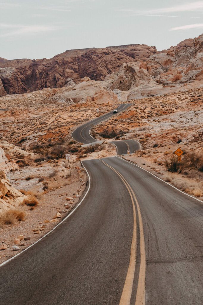 winding road through Valley of Fire State Park