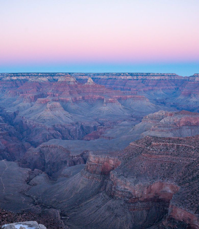 Grand Canyon pink glow at sunset