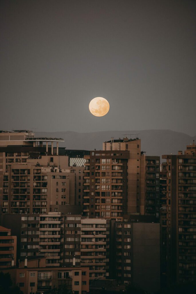 full moon rise over Santiago, Chile