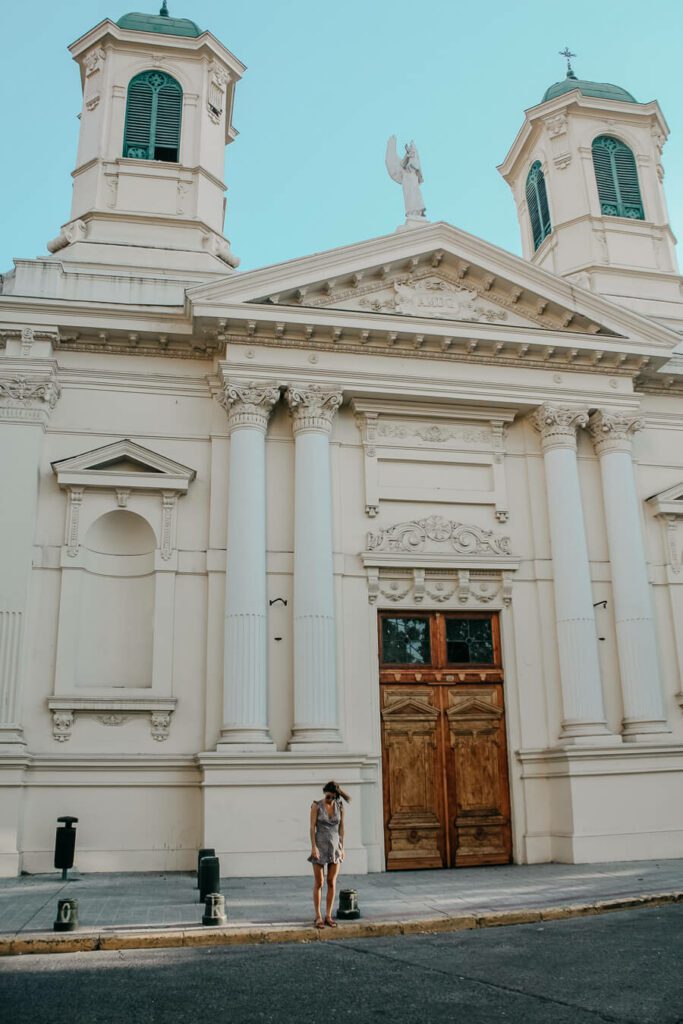 woman at a church in santiago Chile
