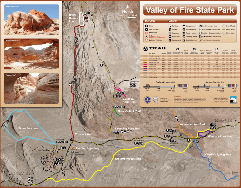 Valley of fire state park hikes map
