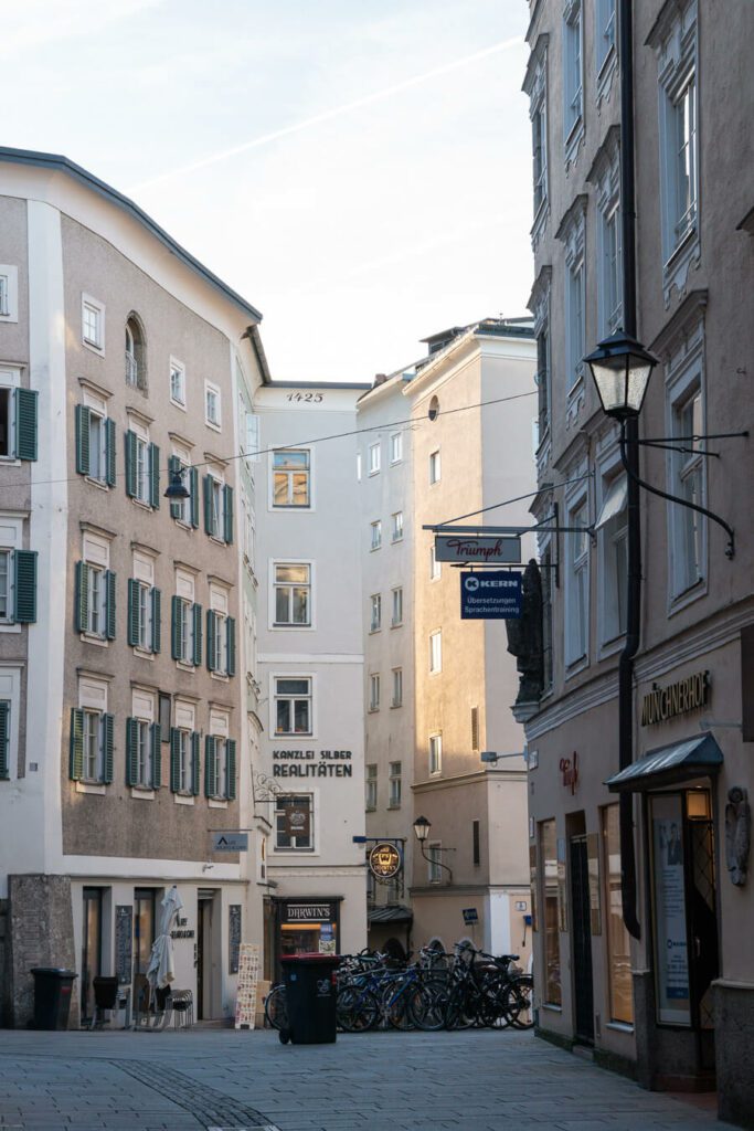 early morning street scene in Salzburg Austria