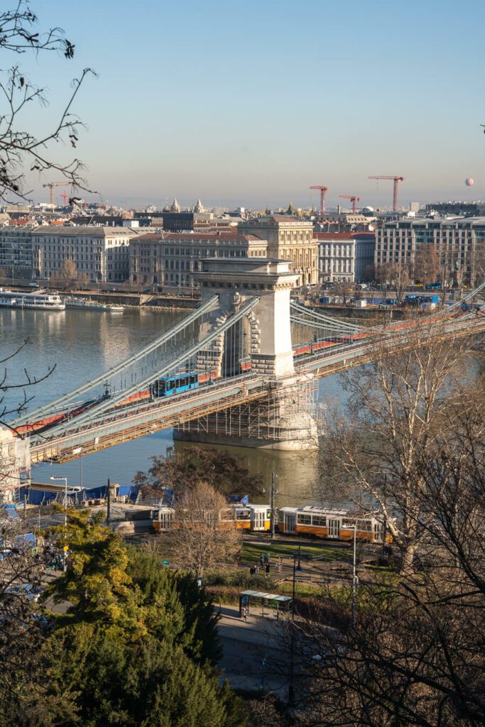 bridge and trams in Budapest