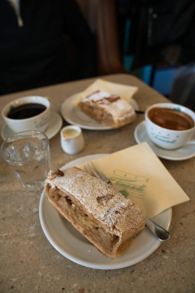 Coffee and appel strudel in Cafe Tomaselli, Salzburg