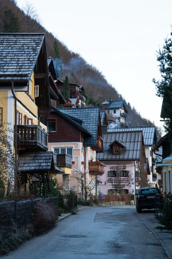 wooden houses in Hallstatt Austria