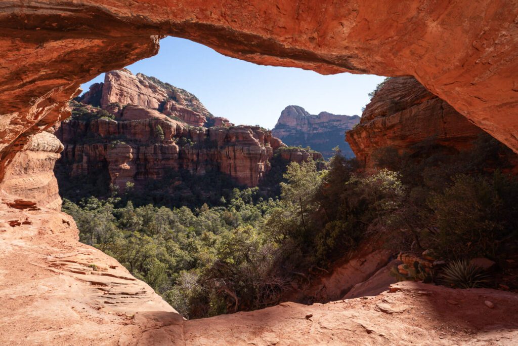 Sedona cave view of red rock scenery