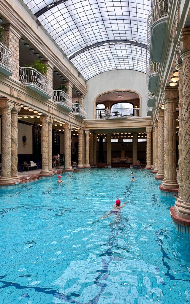 main pool at Gellert Baths, Budapest in winter