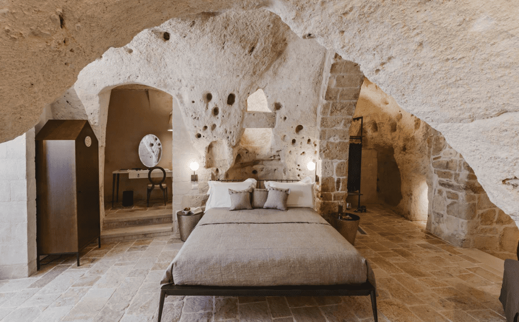 Matera cave hotel room at Cenobio Hotel Matera