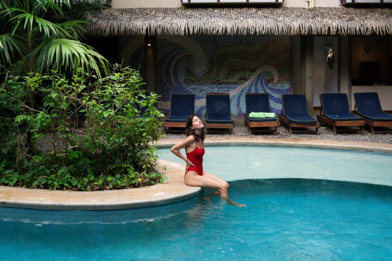 woman relaxing at olas verdes, hotels in nosara costa rica