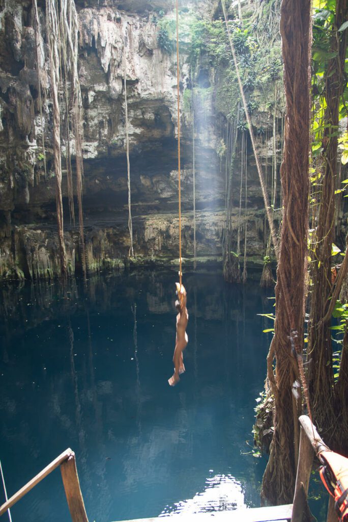 rope swing at cenote oxman