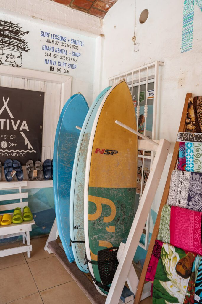 surfboards in a surf shop