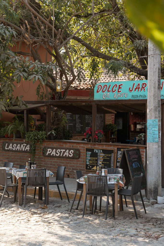 a street side restaurant in san pancho
