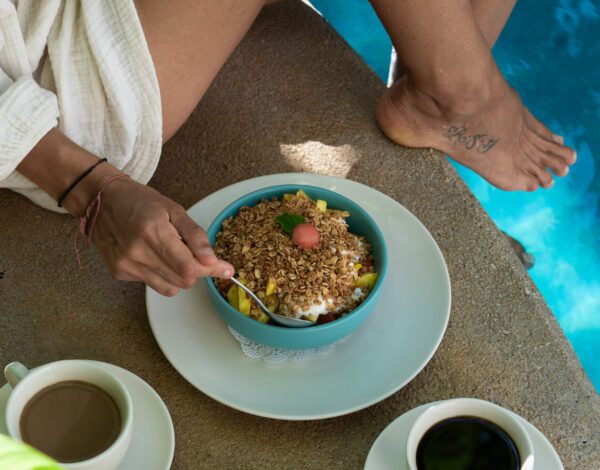 best restaurants in nosara costa rica - a yogurt bowl by the pool