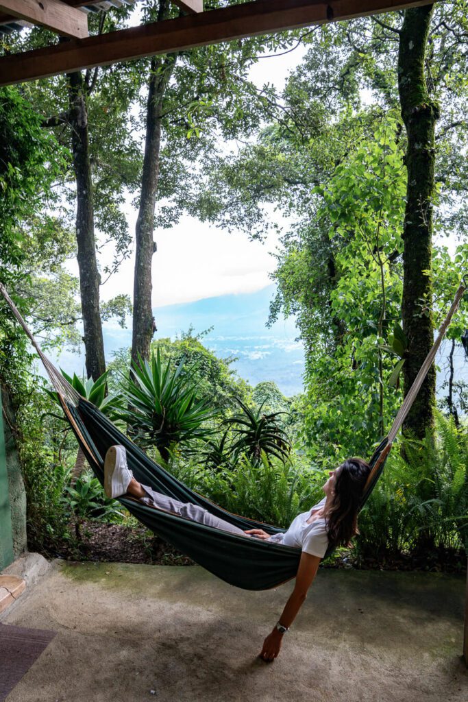 woman relaxing in a hammock on a Guatemala yoga retreat