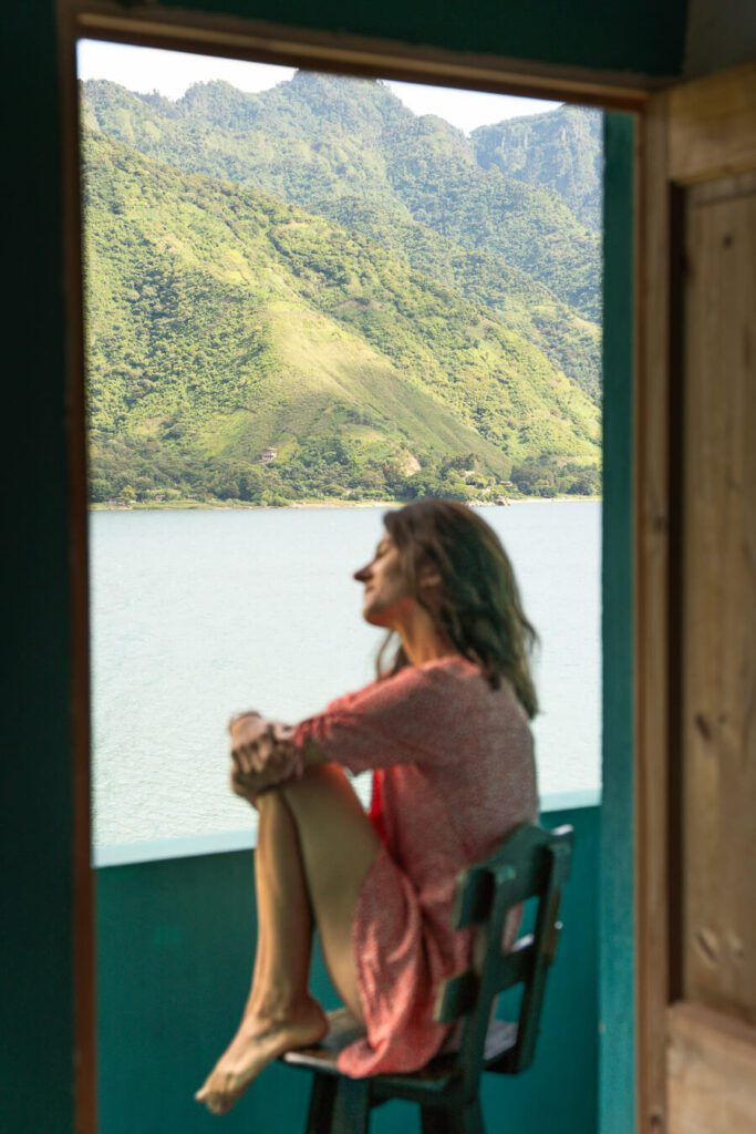 woman relaxing on Lake Atitlan