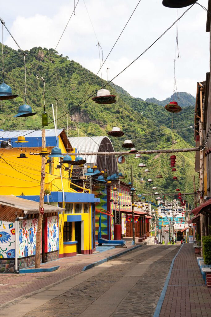 colorful street in San Juan la Laguna Guatemala