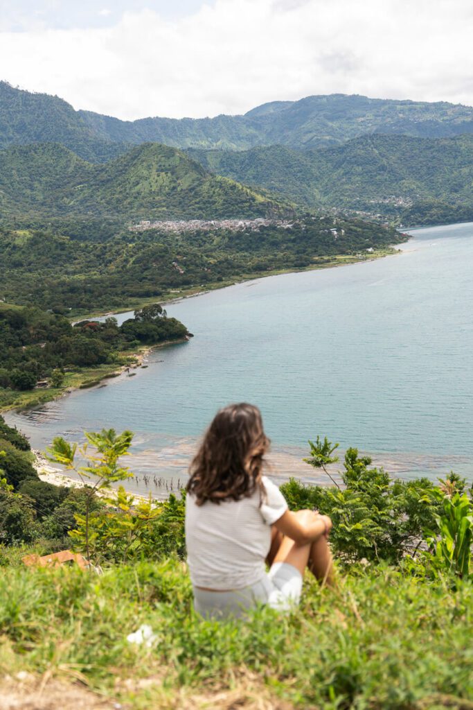woman enjoying the view in San Juan de la Laguna Guatemala