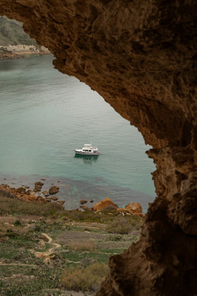 boat in Ramla Bay Gozo Malta