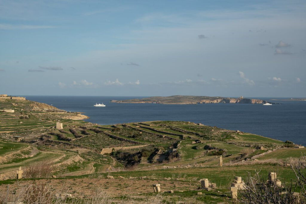 views of Gozo towards Comino Island