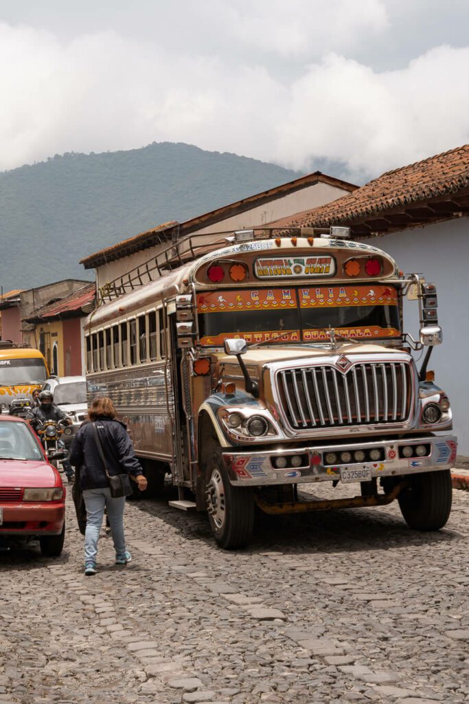 chicken bus in Guatemala