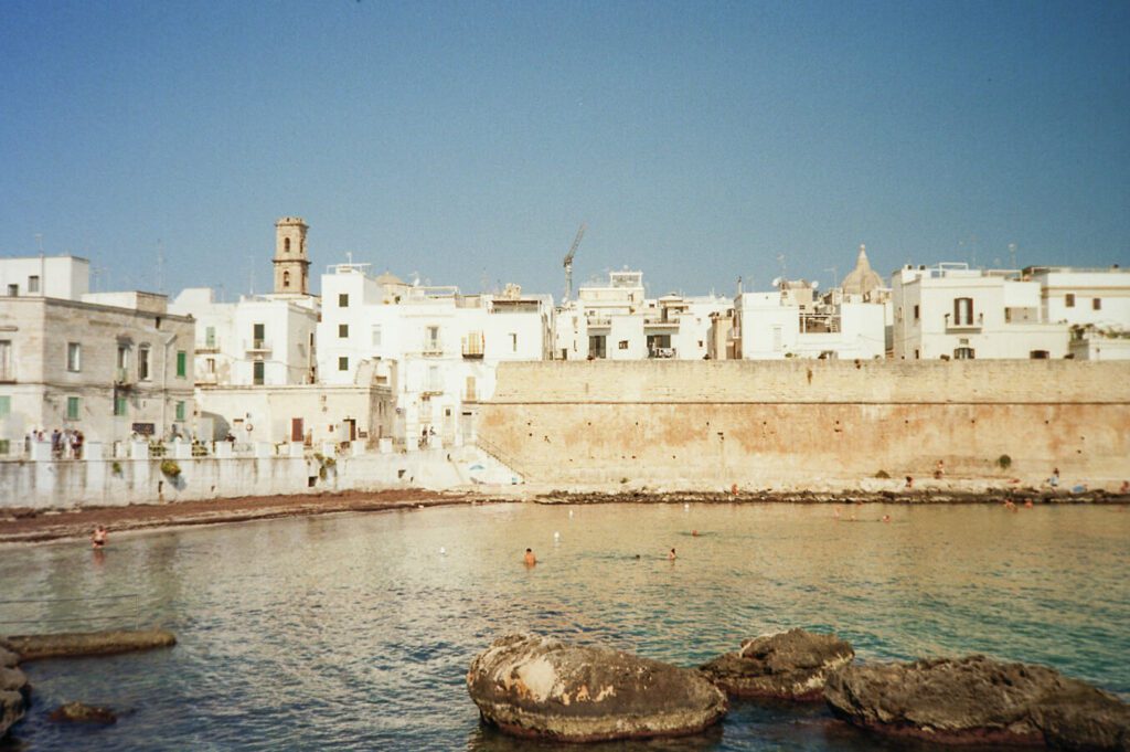 a film photograph of Monopoli old town