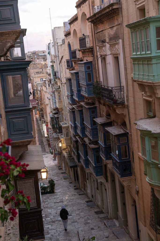 street in Valletta Malta at sunrise