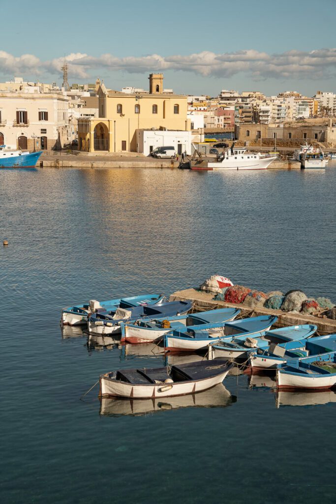 Gallipoli Italy old harbor with boats