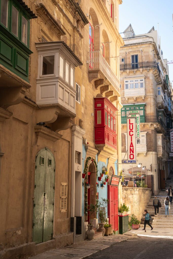 a scenic street in Valletta Malta