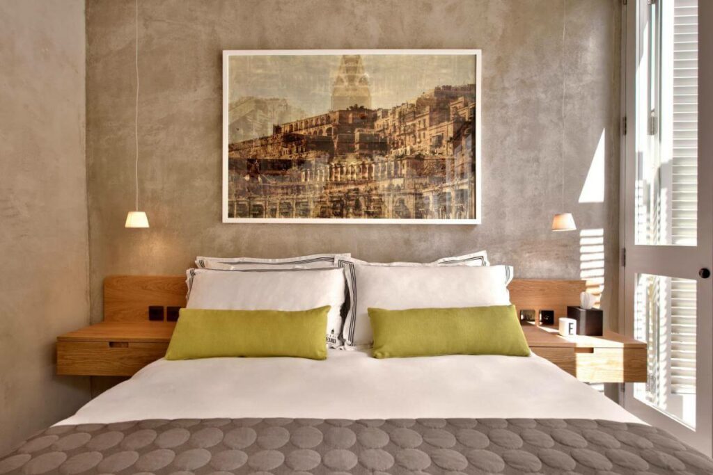 Room and bed detail at Casa Ellul Valletta Malta