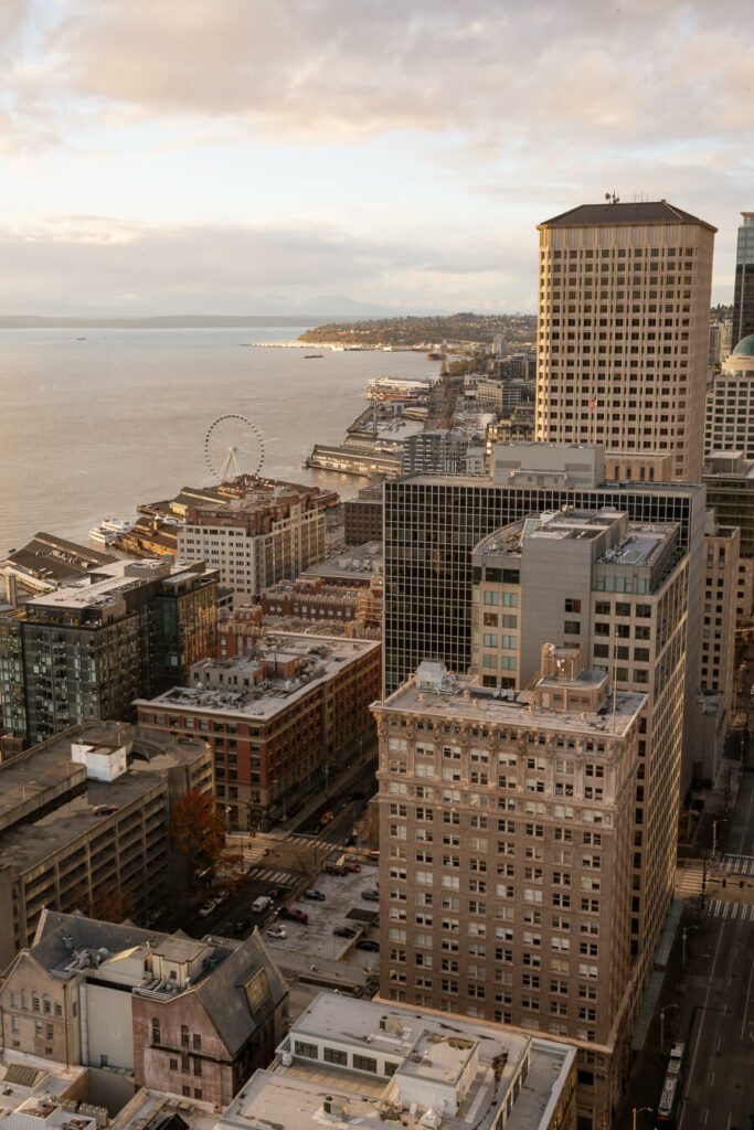 View from Smith Tower Observatory at sunset