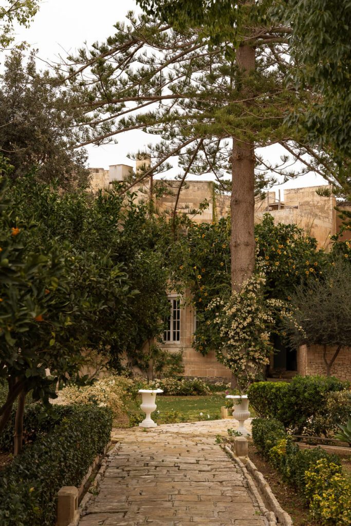 a garden in a palace in Malta