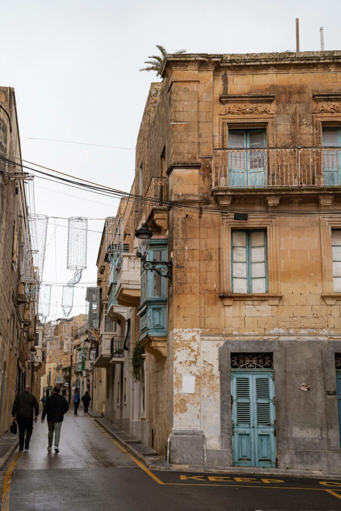 street corner of Rabat Malta in winter