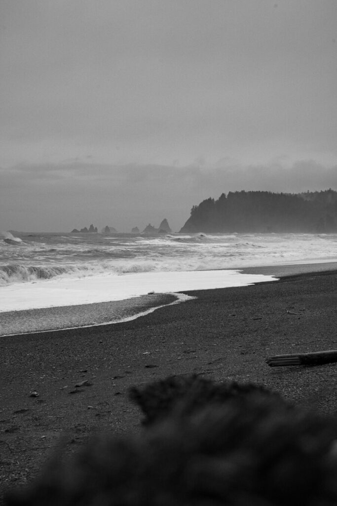 Rialto Beach, Olympic WA in Black and White