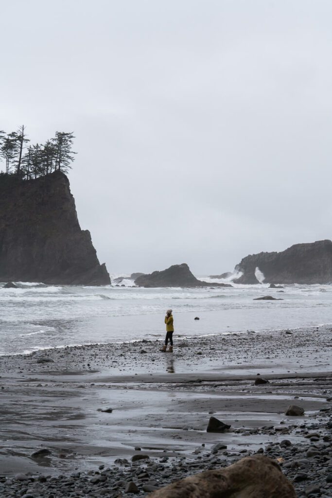 woman on Second Beach, La Push WA