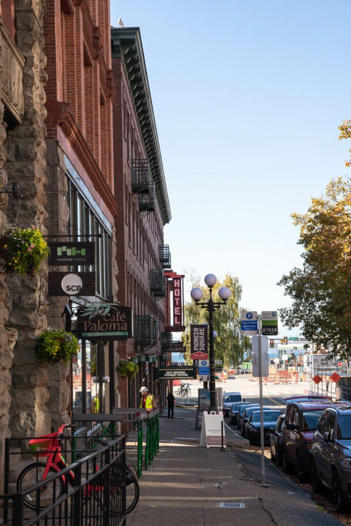 Pioneer square downtown street on a seattle itinerary