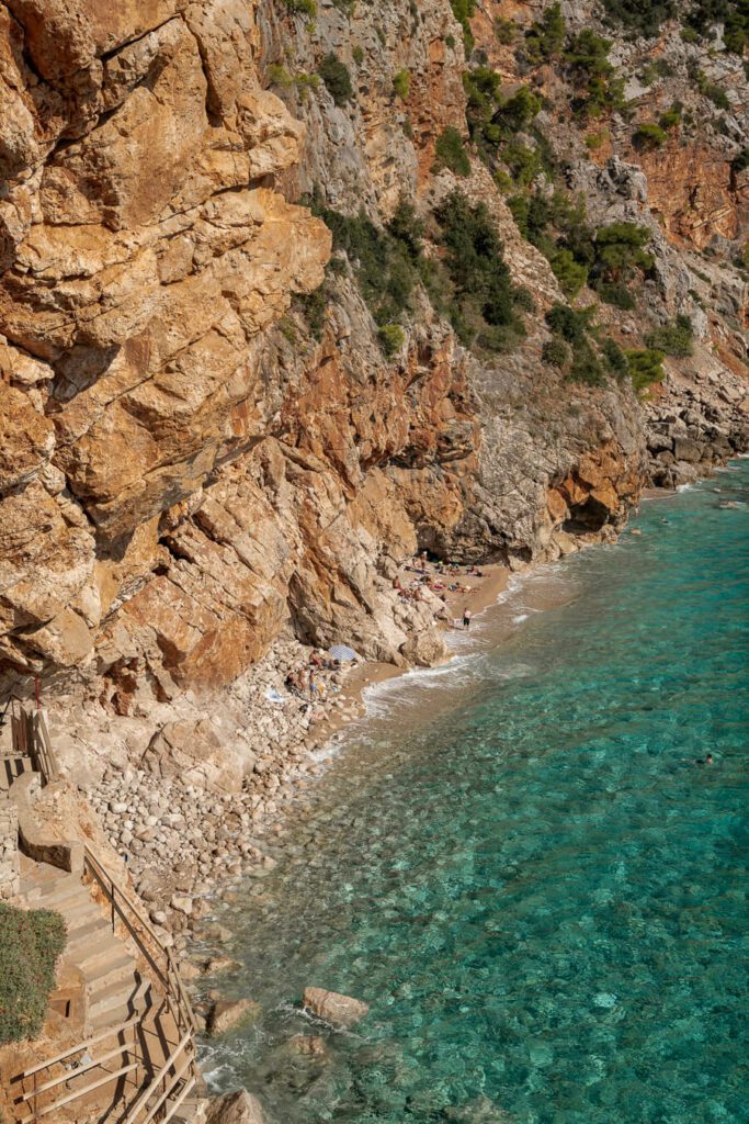 hidden beach with cliffs outside dubrovnik