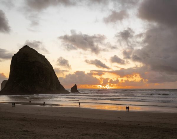 cannon beach northern oregon coast at sunset