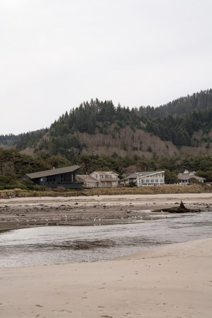 neskowin beach at low tide on oregon coast
