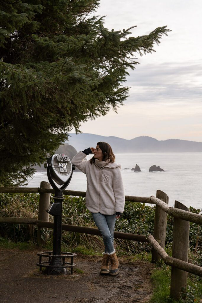 woman at cape meares lighthouse viewpoint