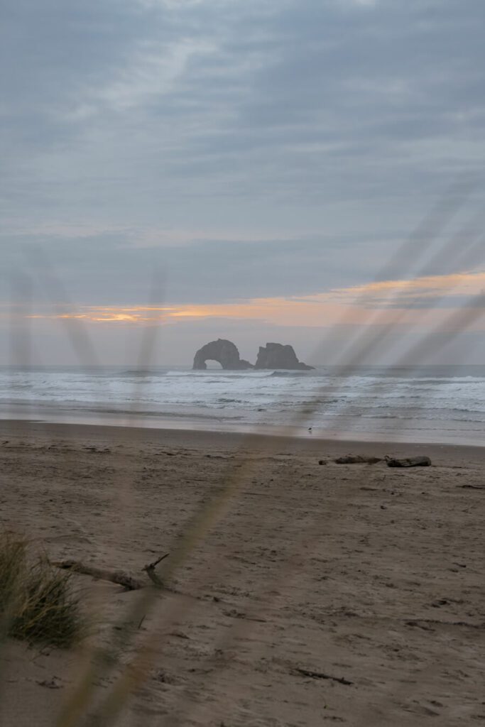 a wide sandy beach on the oregon coast