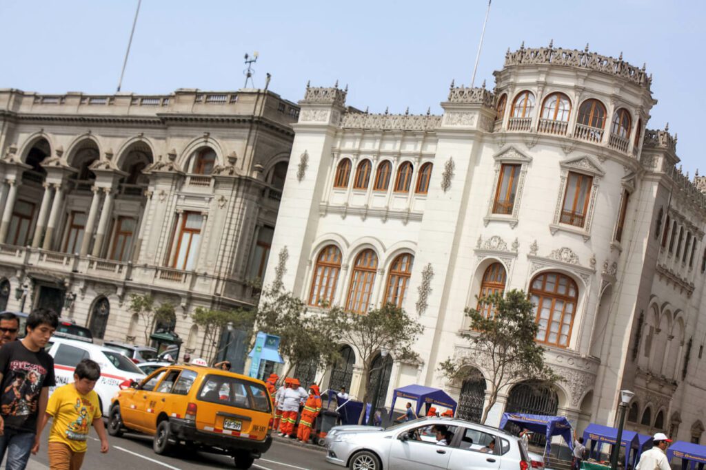 busy city street in lima, peru