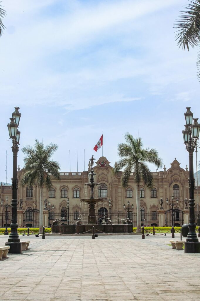 building on plaza de armas in lima peru