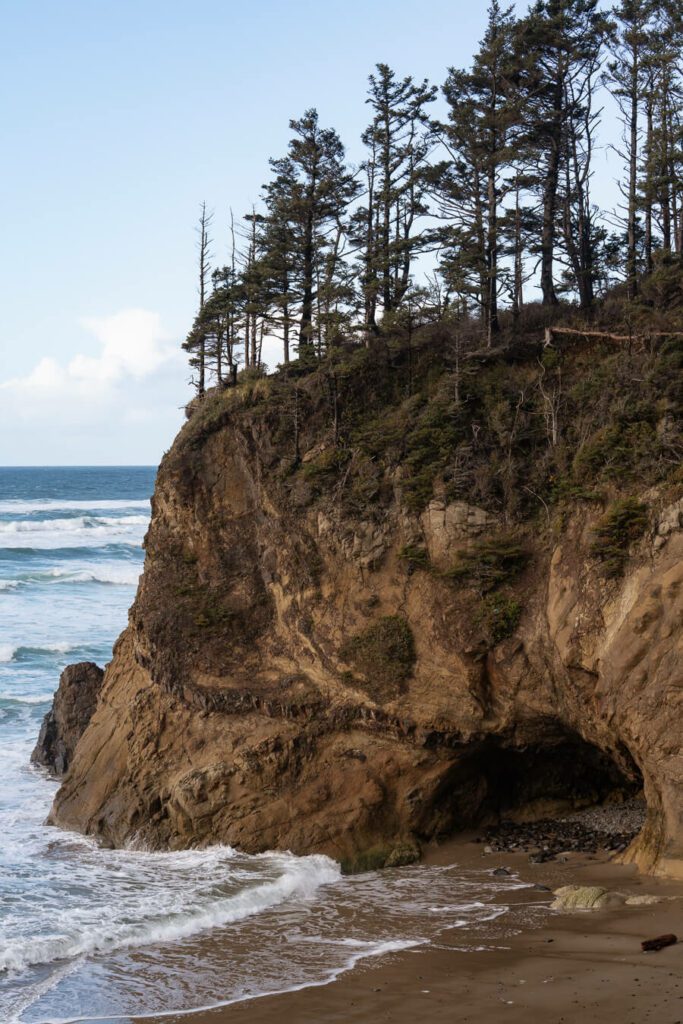 cliff and cave on the oregon coast