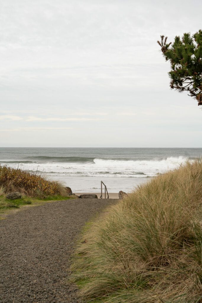 path to Neskowin beach one of Oregon coastal towns