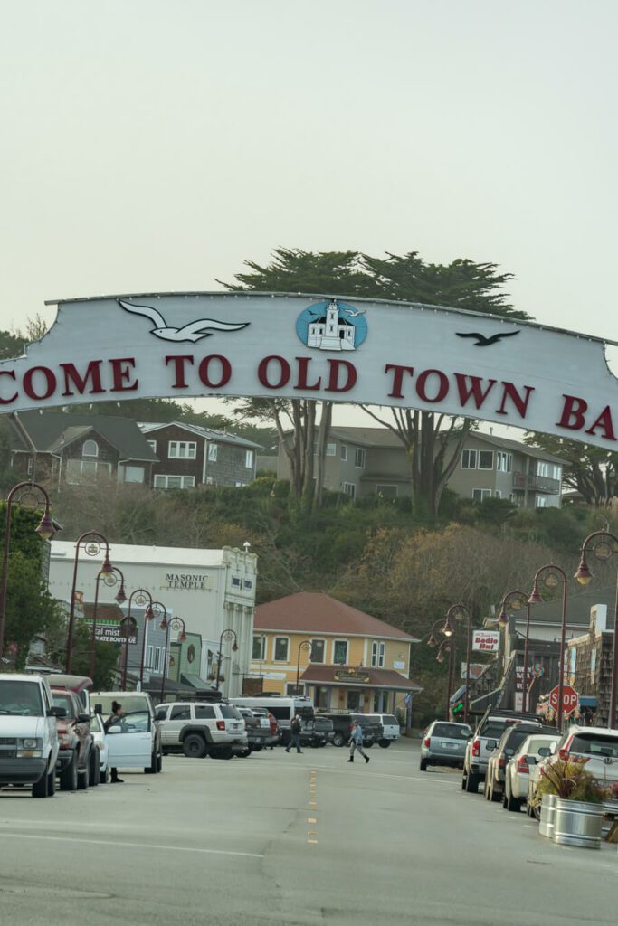 sign and street of Bandon, a top oregon coast town