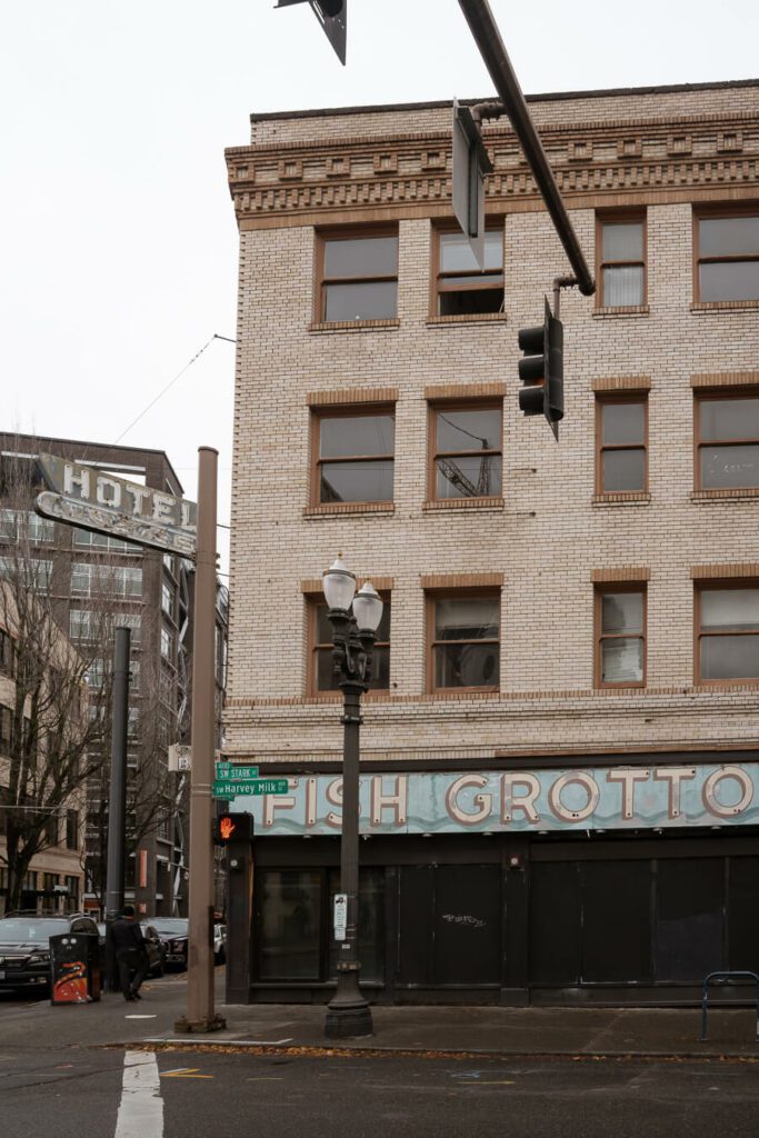a street corner in downtown portland or